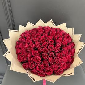 Букет из 101 красной розы 40см 