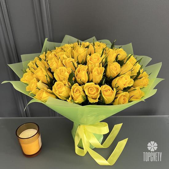 Букет из 51 желтой розы 40см