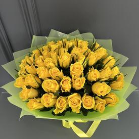 Букет из 51 желтой розы 40см