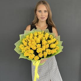 Букет из 51 желтой розы 40см