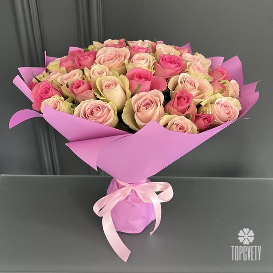 Букет из 51 розовой розы микс 40см