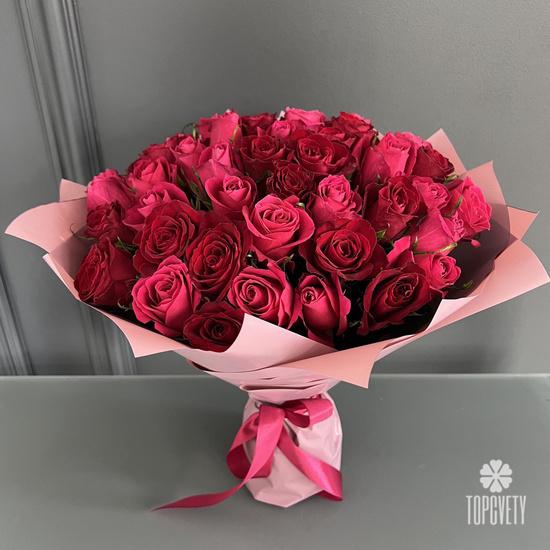 Букет из 51 розовой розы 40см 