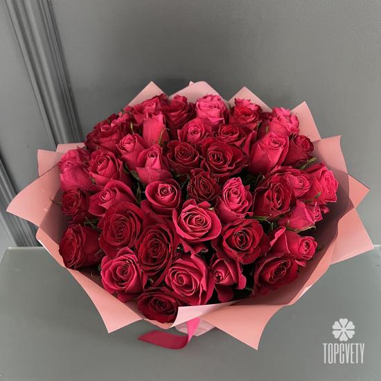 Букет из 51 розовой розы 40см 