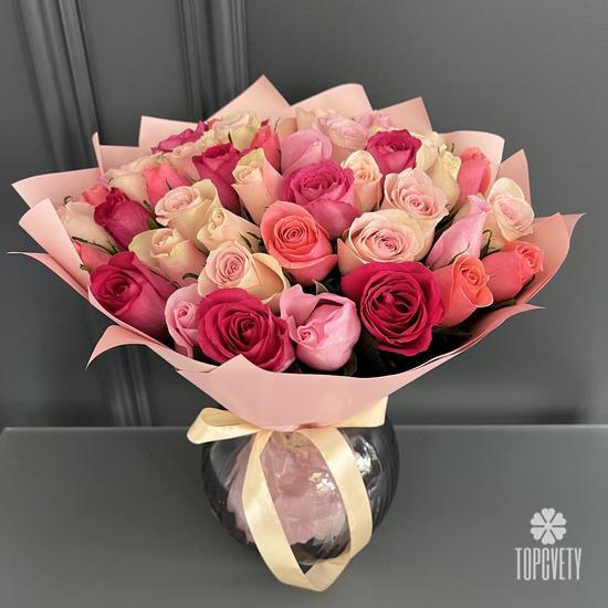 Букет из 51 розовой розы 40см