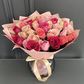 Букет из 51 розовой розы 40см