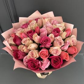 Букет из 51 розовой розы 40см