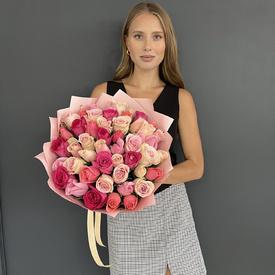 Букет из 51 розовой розы 40см