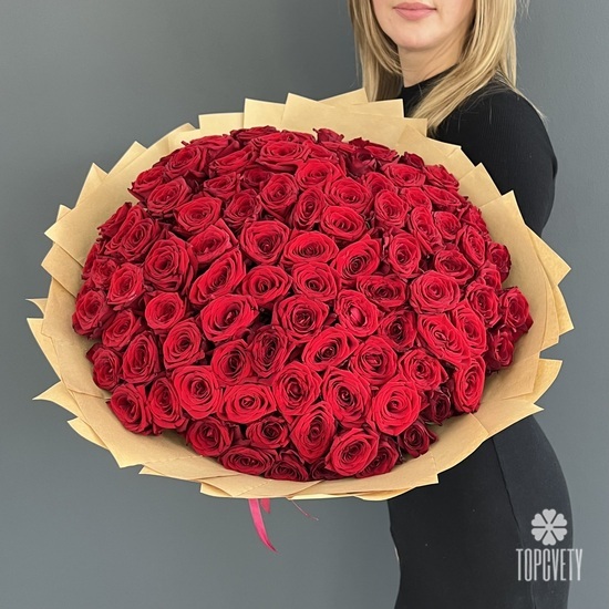 Букет из 75 красных роз Ред Наоми 50см