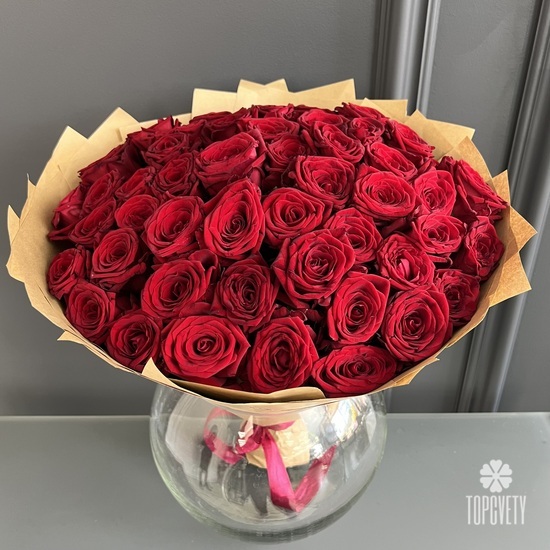 Букет из 51 красной розы Гран При 50см