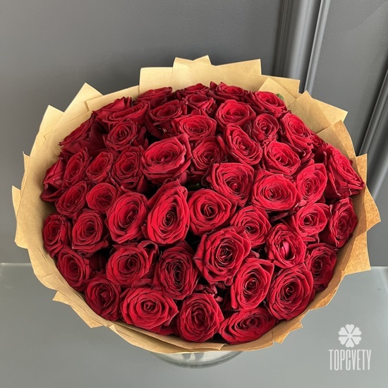 Букет из 51 красной розы Гран При 50см