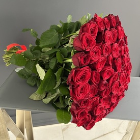 Букет из 101 красной розы длинной 70см