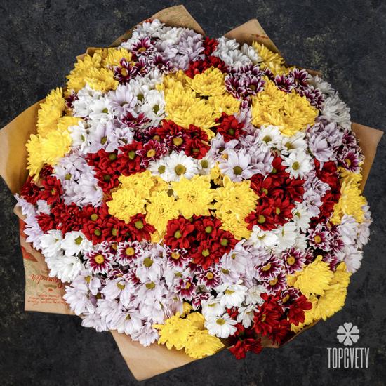 Букет из 25 кустовых хризантем микс