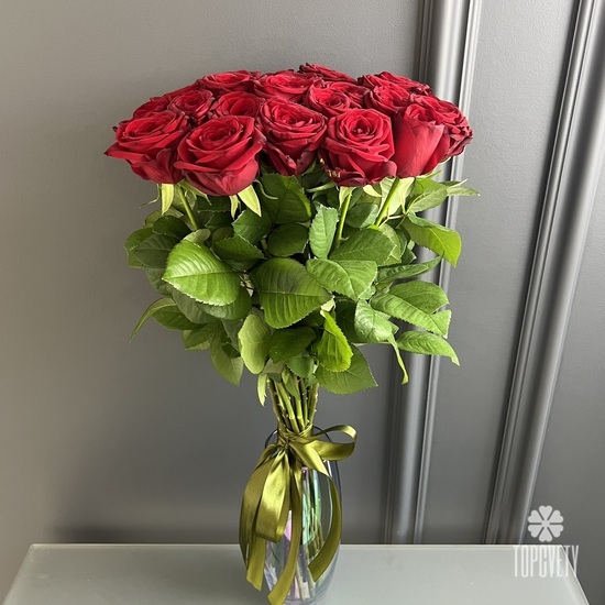 Букет из 25 красных роз 60см