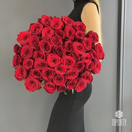 Букет из 45 красных роз Эксплорер 70см