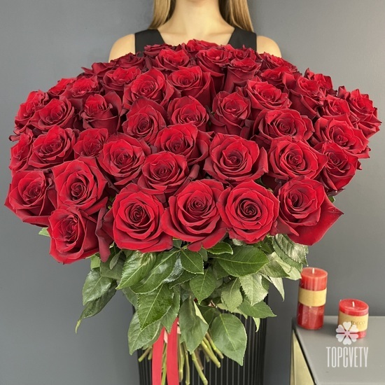 Букет из 51 красной розы Эксплорер 70см