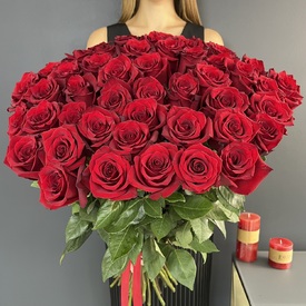 Букет из 51 красной розы Эксплорер 70см