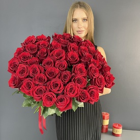 Букет из 51 красной розы Эксплорер 70см