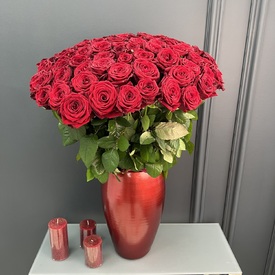 Букет из  51 красной розы Ред Наоми 70см