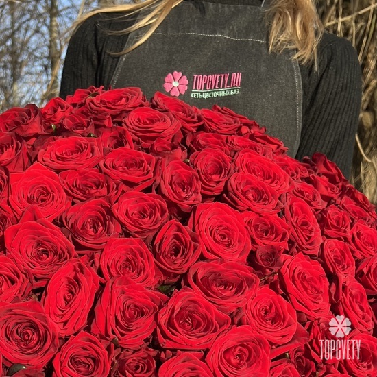 Букет из 101 красной розы 80см