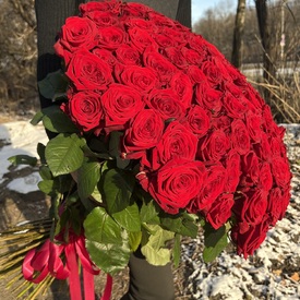 Букет из 101 красной розы 80см