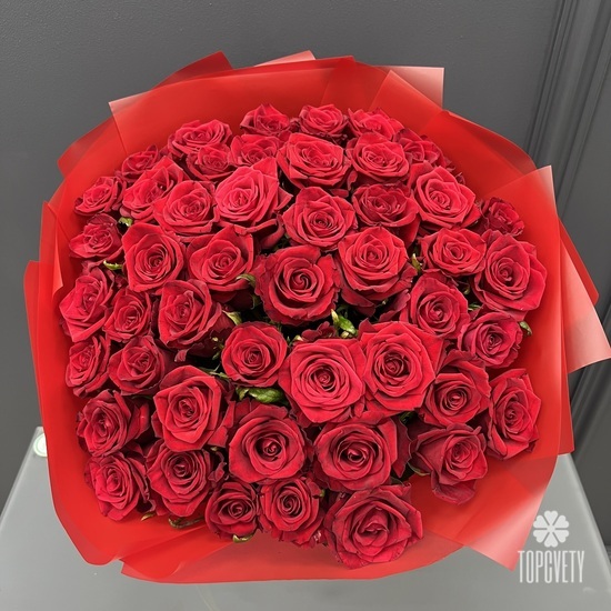 Букет из 51 красной розы Ред Наоми 50см 