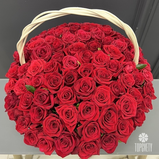 Букет из 101 красная роза в корзине