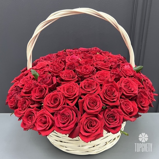 Букет из 101 красная роза в корзине