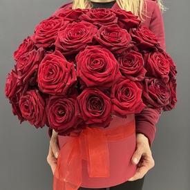 51 красная роза в коробке