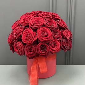 51 красная роза в коробке