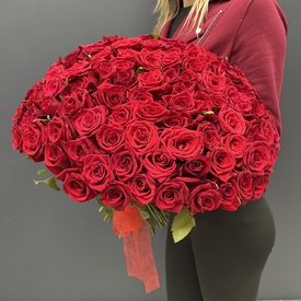 Букет из 101 красной розы 50см