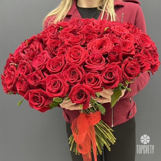 Букет из 101 красной розы 50см