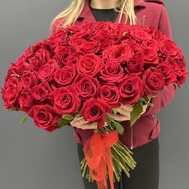 Букет из 101 красной розы 50см