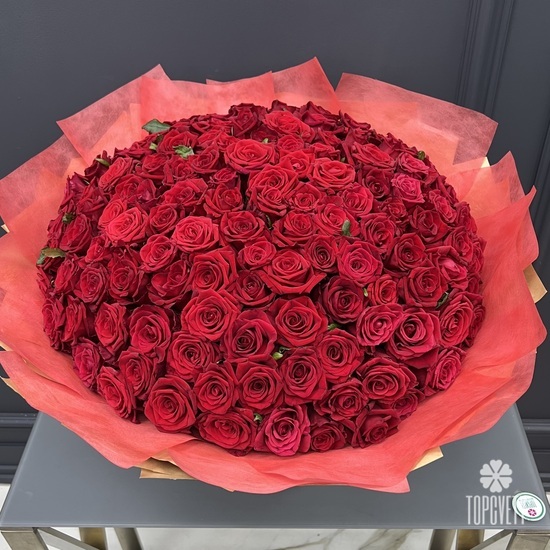 Букет из 131 красной розы 50см