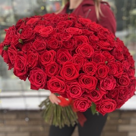 Букет из 151 красной розы Ред Наоми 60см