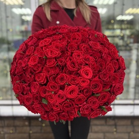 Букет из 151 красной розы Ред Наоми 60см