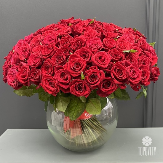 Букет из 101 красной розы Гран При 50см