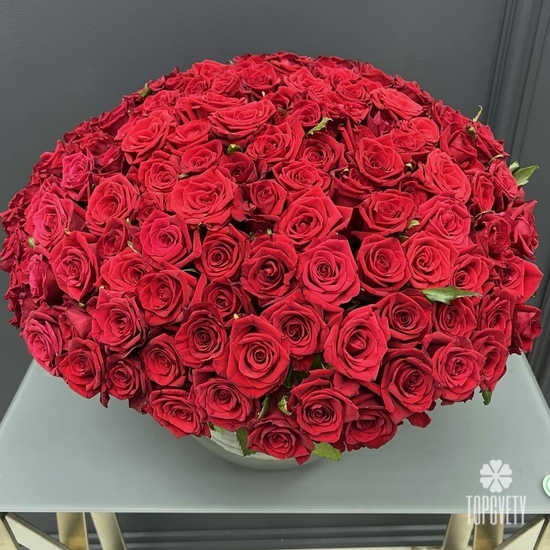 Букет из 101 красной розы Гран При 50см