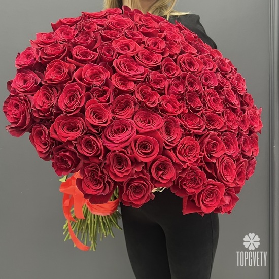 Букет из 101 красной розы Эксплорер 70см