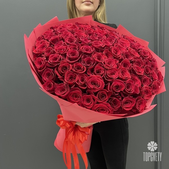 Букет из 101 красной розы Премиум 70см