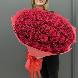 Букет из 101 красной розы Премиум 70см