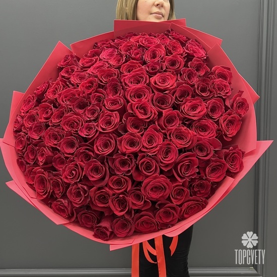 Букет из 101 красной розы Премиум 70см