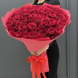Букет из 101 красной розы Премиум 70см
