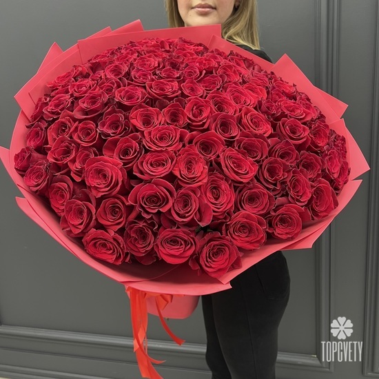 Букет из 101 красной розы Премиум 70см