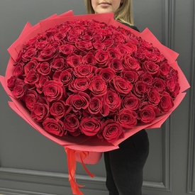 Букет из 101 красной розы Премиум 70см