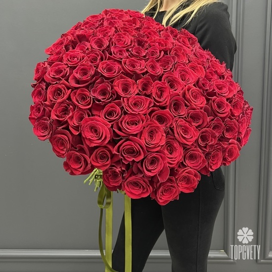 Букет из 101 красной розы Эксплорер 70см