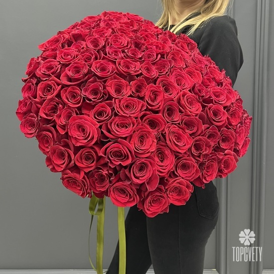 Букет из 101 красной розы Эксплорер 70см