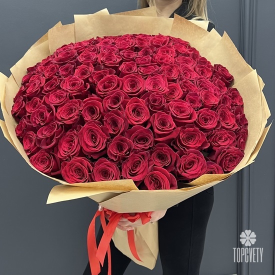 Букет из 101 красной розы 60см