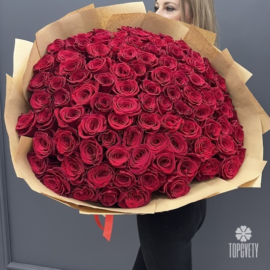 Букет из 101 красной розы 60см