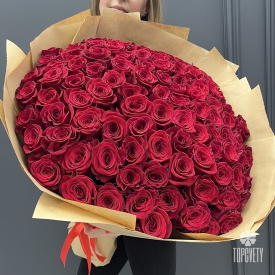 Букет из 101 красной розы 60см