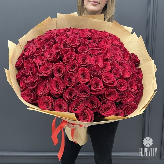 Букет из 101 красной розы 60см